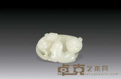 清 白玉三獾 长4.2cm